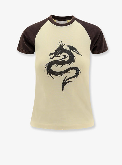 Coperni Cotton T-Shirt With Used Effect Yellow Black