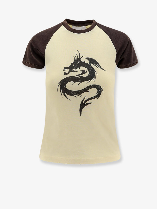 Coperni Cotton T-Shirt With Used Effect Yellow Black