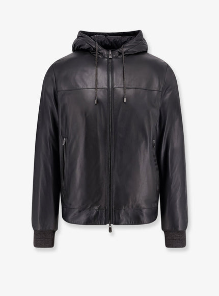 Corneliani Reversible Padded Leather Jacket Nero