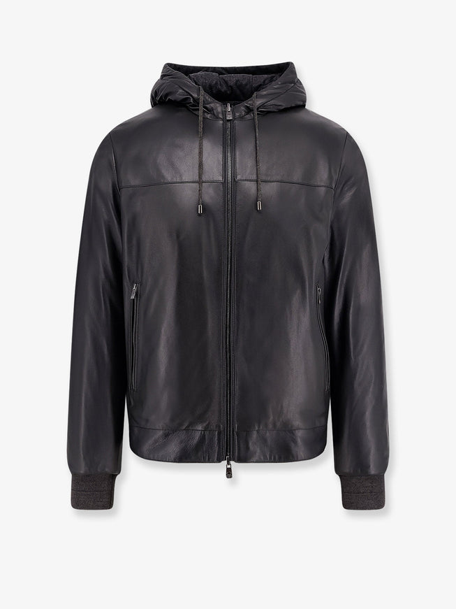Corneliani Reversible Padded Leather Jacket Nero