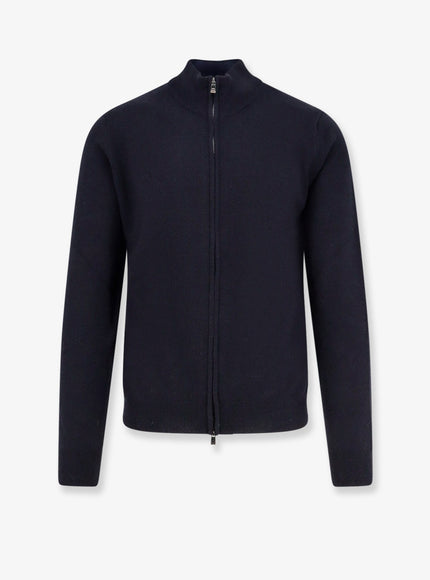 Corneliani Virgin Wool And Cashmere Cardgan Blu Scuro