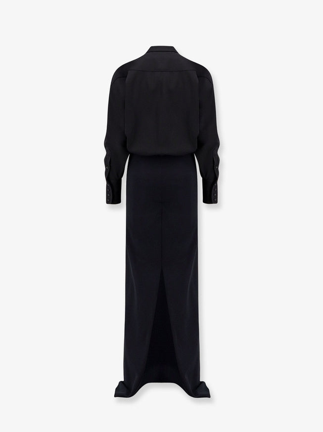 Darkpark Wool And Satin Long Dress