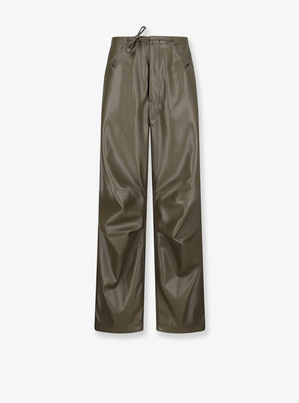 Darkpark Faux Leather Relaxed Fit Trousers Olive