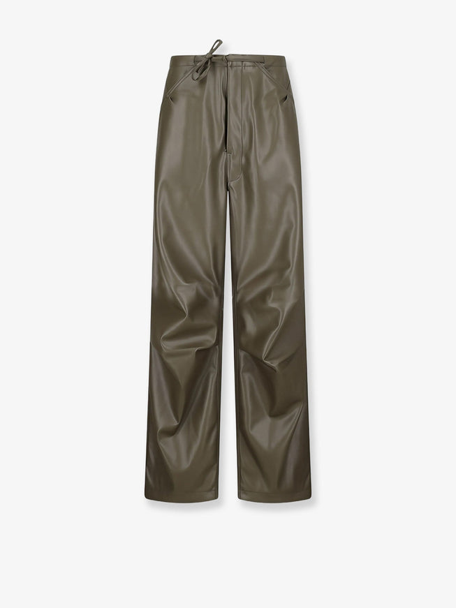 Darkpark Faux Leather Relaxed Fit Trousers Olive
