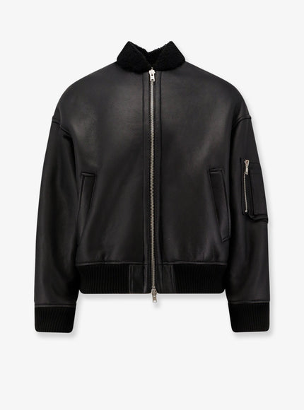 Dfour Leather Bomber Jacket Nero