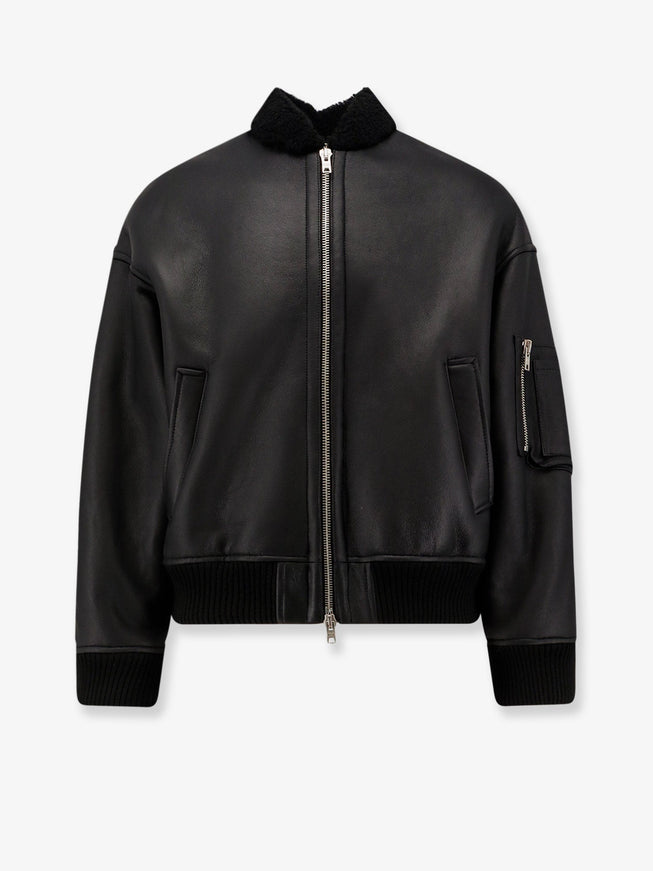 Dfour Leather Bomber Jacket Nero