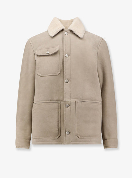 Dfour Leather Long Jacket Grigio