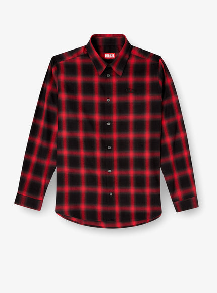 Diesel S-Simply Check Cotton Blend Shirt Nero