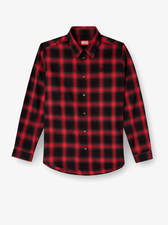 Diesel S-Simply Check Cotton Blend Shirt Nero