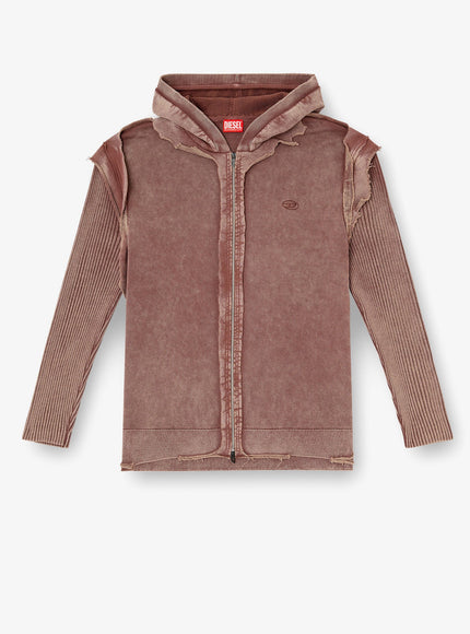 Diesel K-Pelto Cotton Sweatshirt With Distressed Effect Marrone