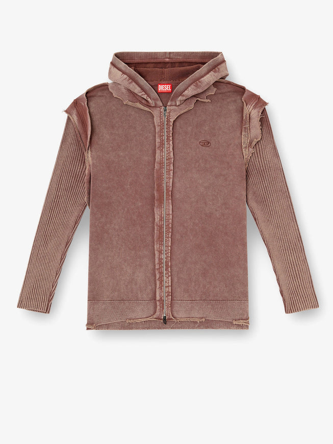 Diesel K-Pelto Cotton Sweatshirt With Distressed Effect Marrone