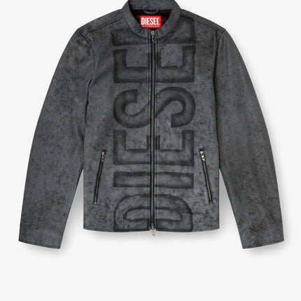 Diesel L-Evert-A Biker Leather Jacket Grigio