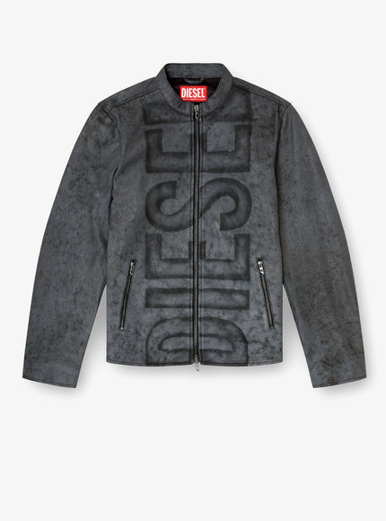 Diesel L-Evert-A Biker Leather Jacket Grigio