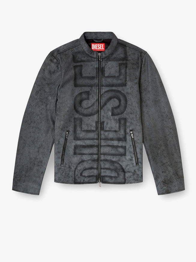 Diesel L-Evert-A Biker Leather Jacket Grigio