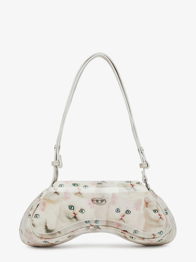Diesel Play Crossbody Patent Fabric Shoulder Bag Uni Bianco