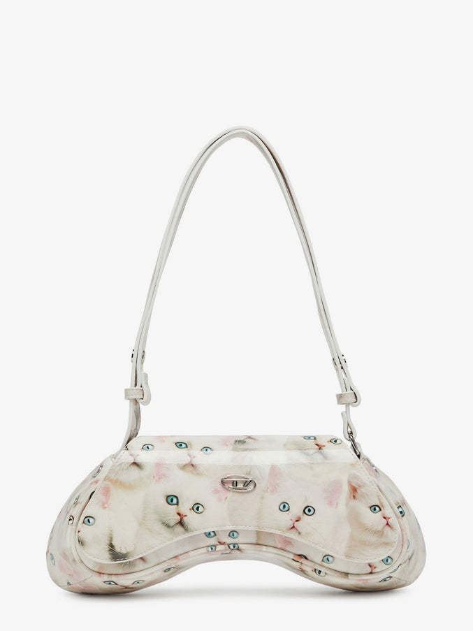Diesel Play Crossbody Patent Fabric Shoulder Bag Uni Bianco