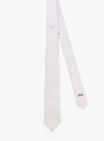Dior Silk Tie With Embroidered Logo Monogram
