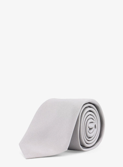 Dior Silk Tie With Embroidered Logo Monogram Uni Grey