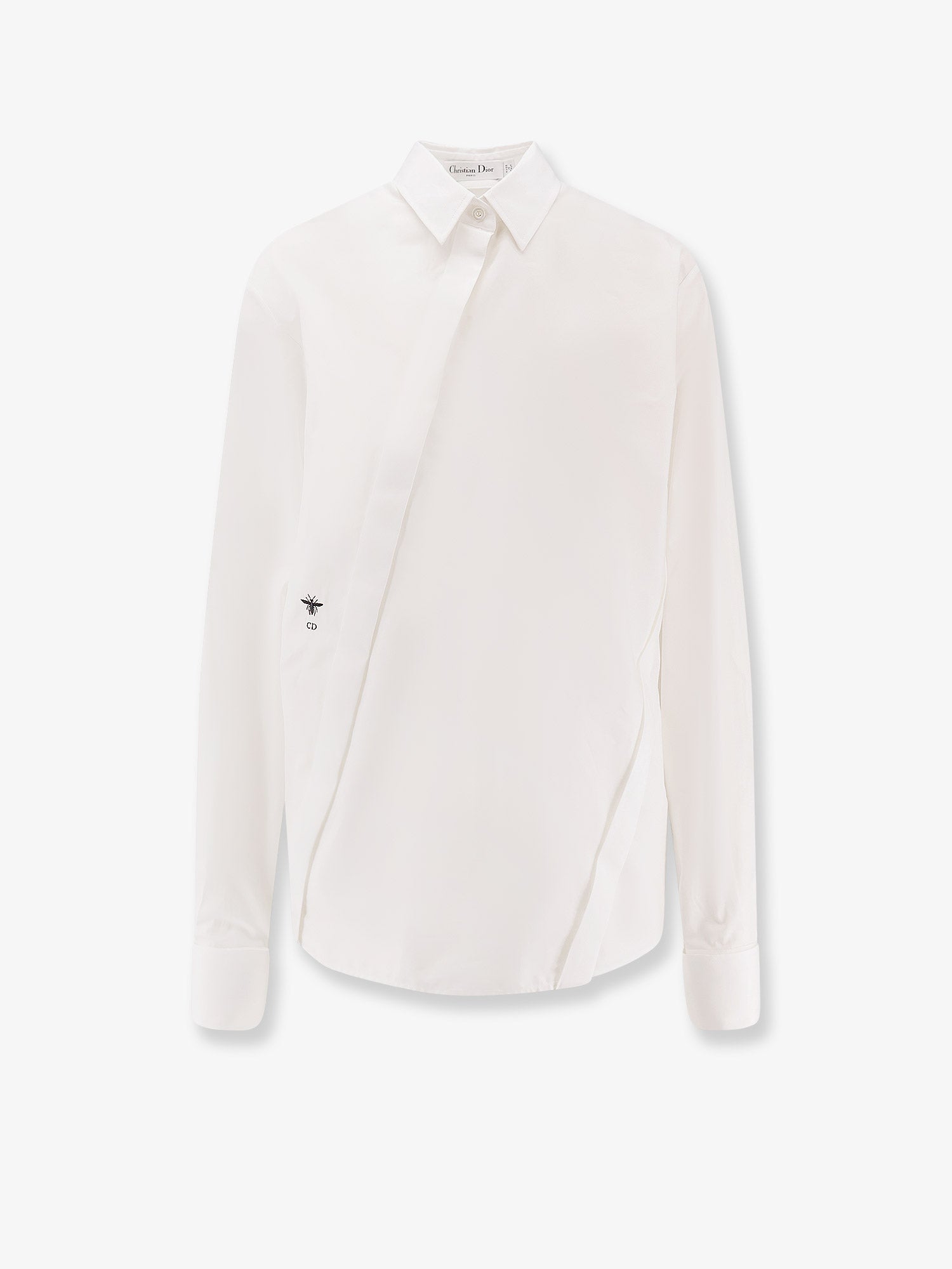 DIOR - Blouse With Oblique Closure White Cotton Poplin - Size 38 DIOR - Blouse With Oblique Closure White Cotton Poplin - Size 38