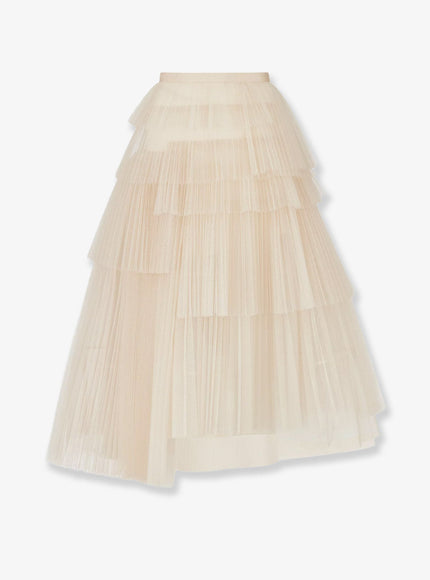 Dior Long Skirt With Tulle Flounces Beige