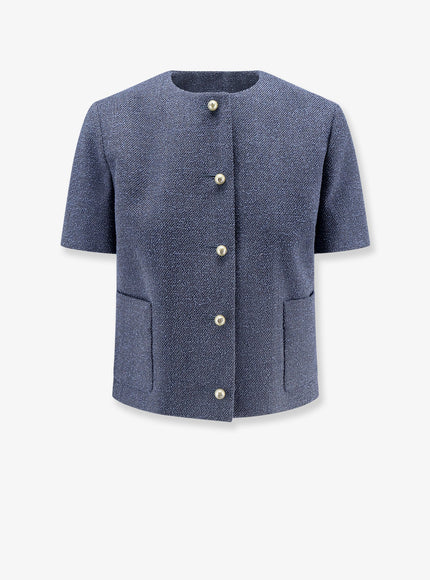 Dior Bouclé Virgin Wool Blend Blazer Bleu