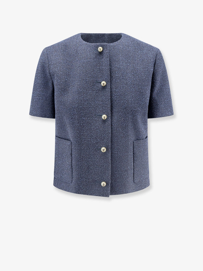 Dior Bouclé Virgin Wool Blend Blazer Bleu