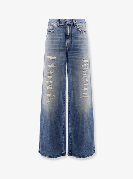 Dior Flared Jeans With Destroyed Effect Bleu