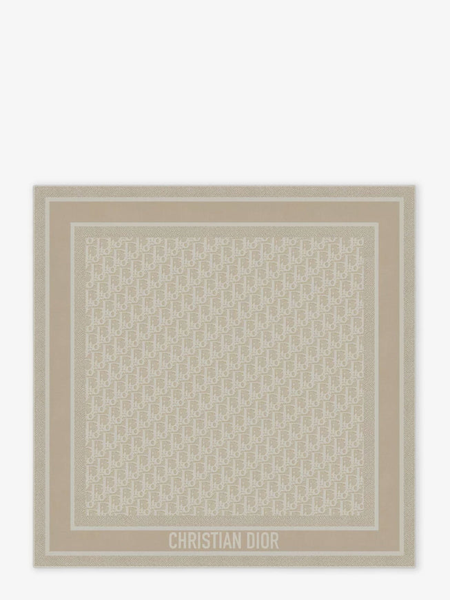 Dior Dior Oblique Silk Twill Foulard Uni Beige
