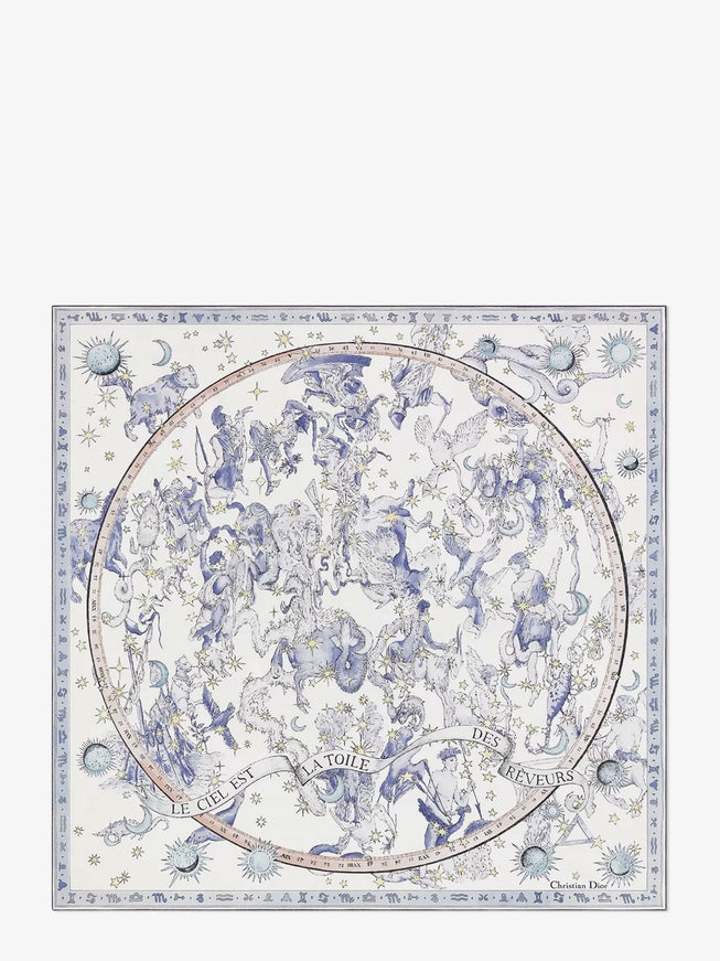 Dior Dior Night Of Dreams Silk Twill Foulard Uni Blue