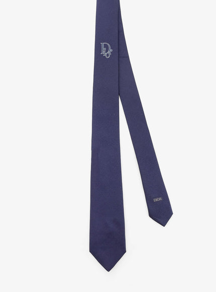 Dior Silk Tie With Dior Oblique Logo Embroidery