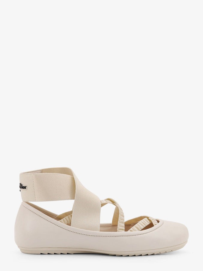 Dior Shade Leather Ballerinas With Elastic Bands Bianco