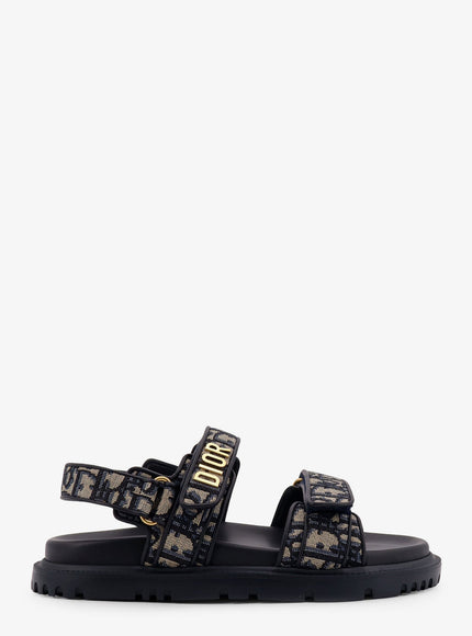 Dior Dioract Cotton Sandals With Dior Oblique Motif Blu