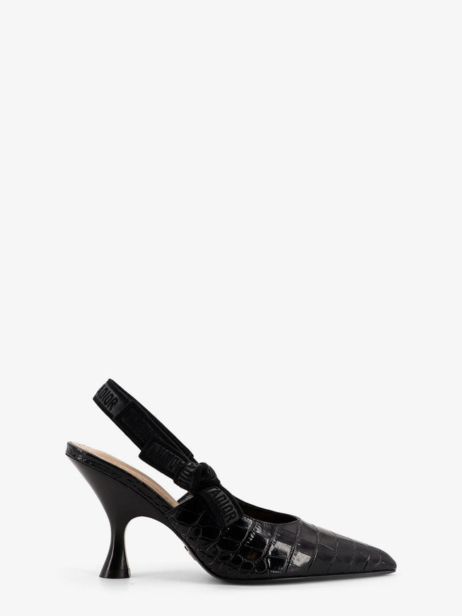 Dior J'adior Leather Slingback Pumps With Croco Effect Noir