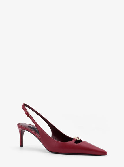 Dolce & Gabbana Leather Decolletè Slingback With Metal Logo