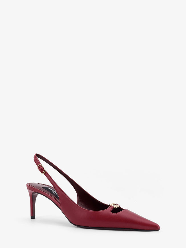 Dolce & Gabbana Leather Decolletè Slingback With Metal Logo