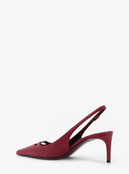 Dolce & Gabbana Leather Decolletè Slingback With Metal Logo