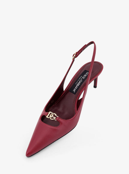Dolce & Gabbana Leather Decolletè Slingback With Metal Logo