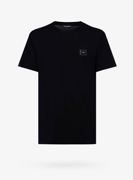Dolce & Gabbana Cotton T-Shirt With Logo Patch Nero