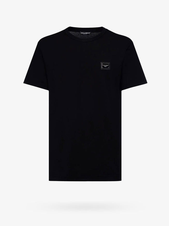 Dolce & Gabbana Cotton T-Shirt With Logo Patch Nero