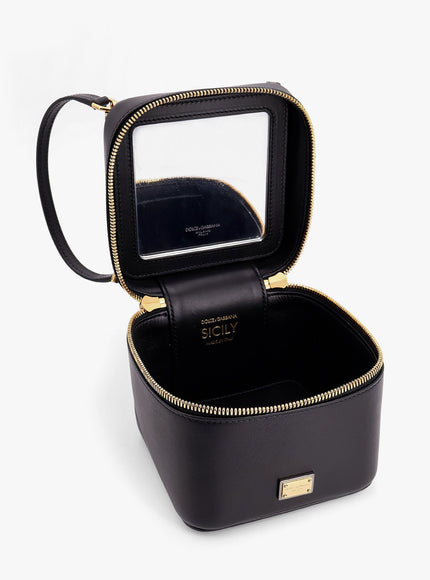 Dolce & Gabbana Sicily Leather Handbag With Iconic Logo Plate