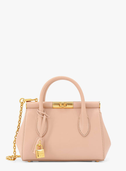 Dolce & Gabbana Marlene Leather Handbag With Logo Print Uni Rosa