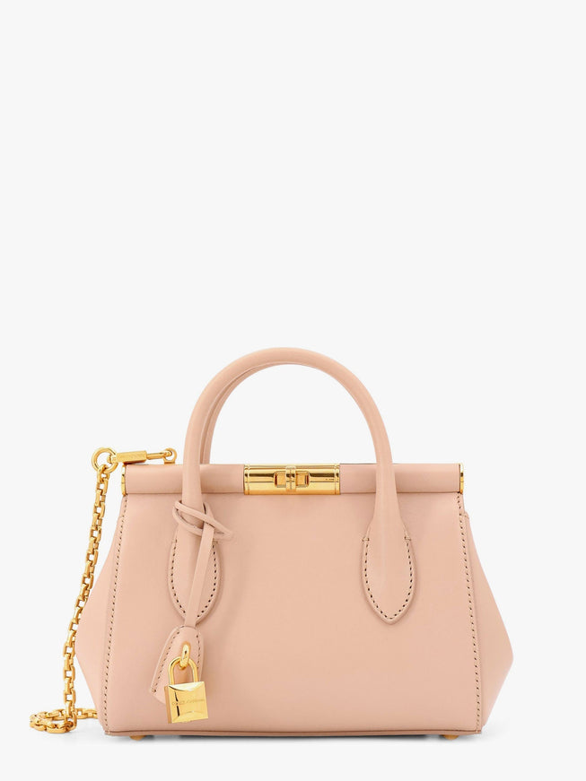 Dolce & Gabbana Marlene Leather Handbag With Logo Print Uni Rosa