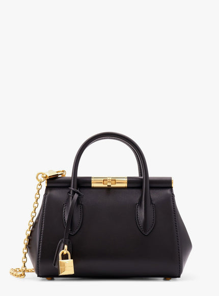 Dolce & Gabbana Marlene Leather Handbag With Logo Print Uni Nero