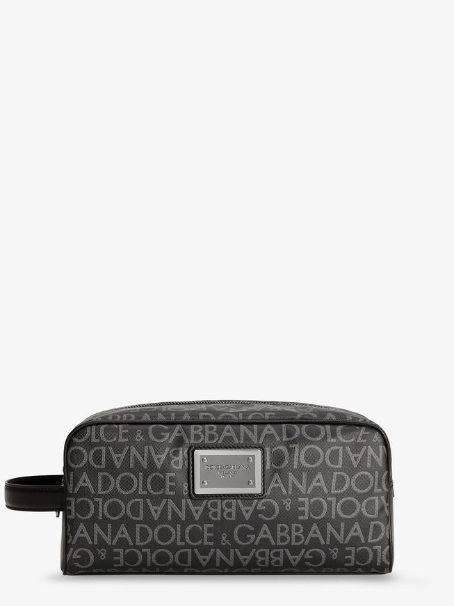 Dolce & Gabbana Coated Canvas Necessaire With All-Over Logo Uni Nero Grigio