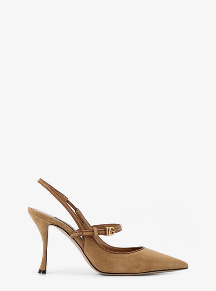 Dolce & Gabbana Suede Slingback Pumps Beige Cammello