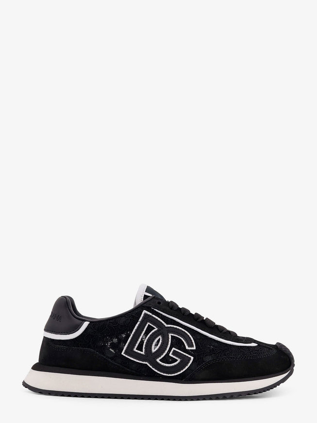 Dolce & Gabbana Low-Top Lace Sneakers With Suede Inserts Nero Bianco