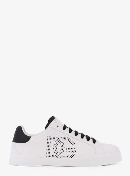 Dolce & Gabbana Portofino Leather Low-Top Sneakers Bianco Nero