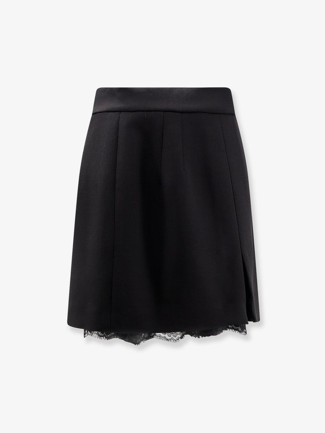 Dolce & Gabbana Virgin Wool Miniskirt With Lace Detail Nero
