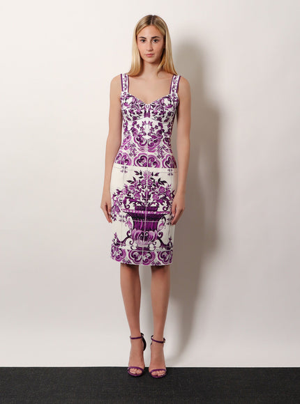Dolce & Gabbana Maiolica Silk Pencil Skirt