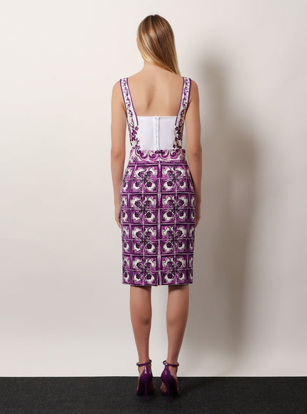 Dolce & Gabbana Maiolica Silk Pencil Skirt